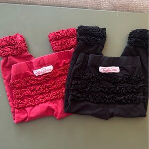 Ruffle Butts Red and Black Ruffled Leggings